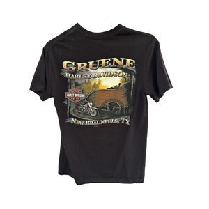 Harley Davidson Gruene Tx Fire Eagle Tshirt Size M Men Black